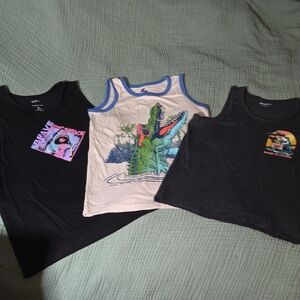 Black and Cream Casual Tank Tops with Graphic Designs